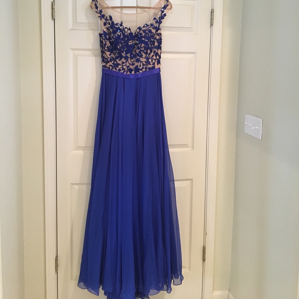 Sherri Hill royal blue prom or pageant gown.