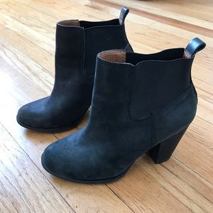 Lucky Brand Black Matte Leather Heeled Boots, 8.5