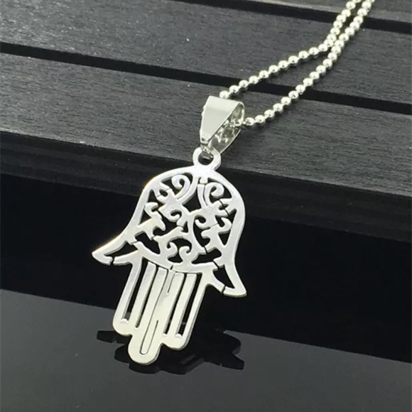 Other - Fashion hamsa stainless silver necklace men women