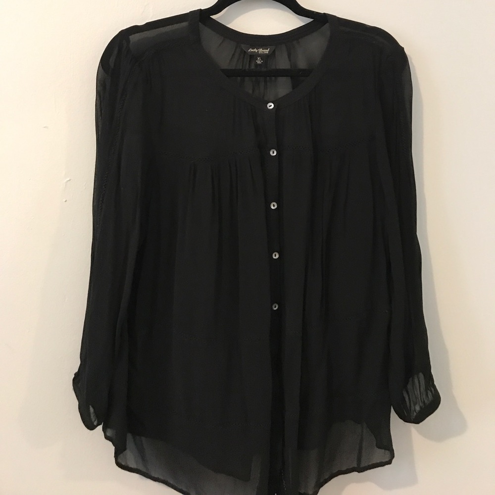 Lucky Brand Sheer Black Button Up