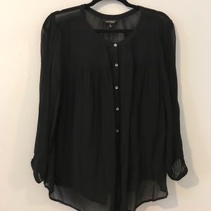 Lucky Brand Sheer Black Button Up
