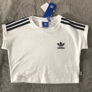 Adidas White Cropped Top XS