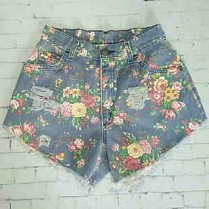 SALE- Vintage Floral High Waisted Shorts