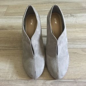 Gray suede ankle booties