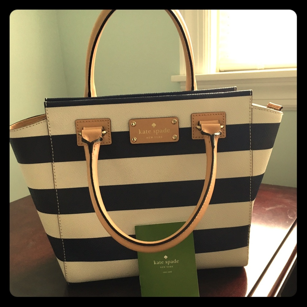 Kate Spade white with navy stripes NWOT.