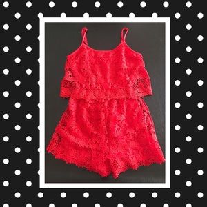 Alya red lace shorts romper - XS NWT