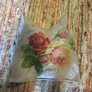 Floral obey tank