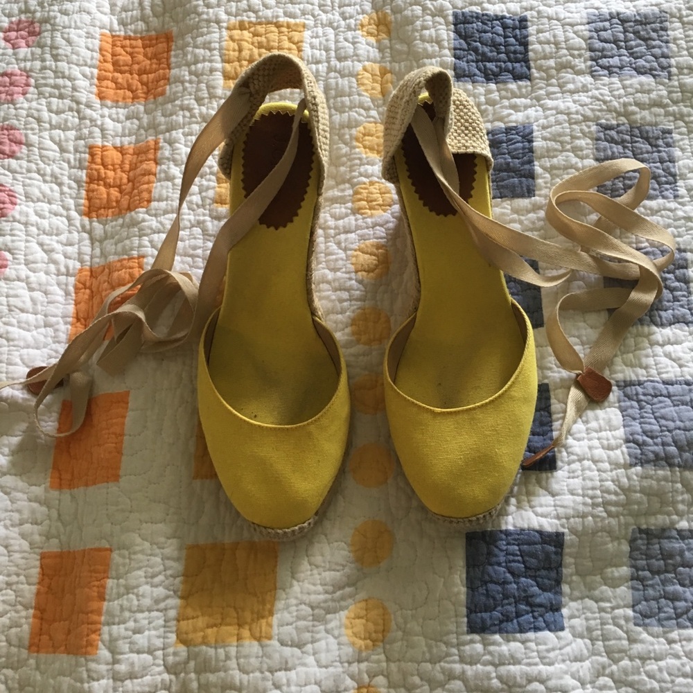 JCrew lace up wedges