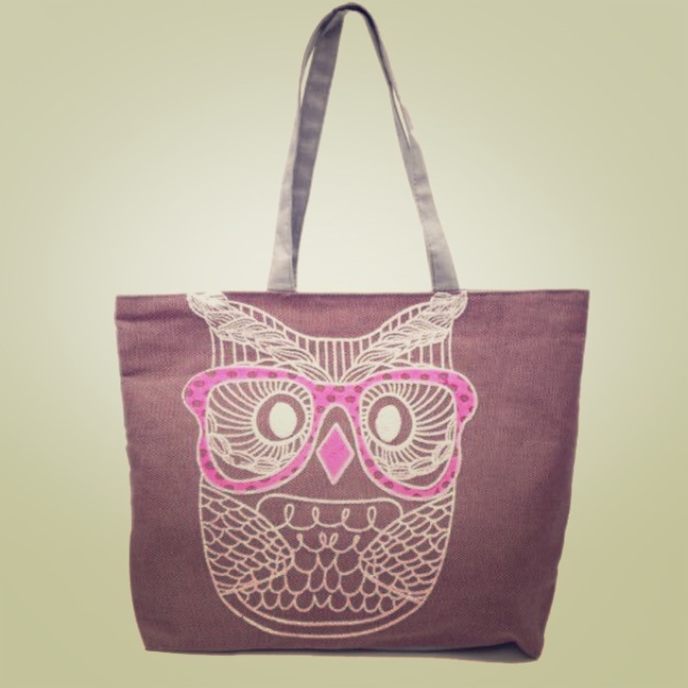 Owl Tote with Shoulder Straps