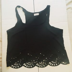 Sheer black party tank cutouts