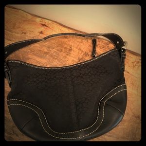 Coach Signature Shoulder Hobo Bag Black Small