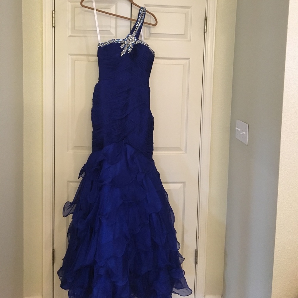 Jovani mermaid gown with custom crystal details.