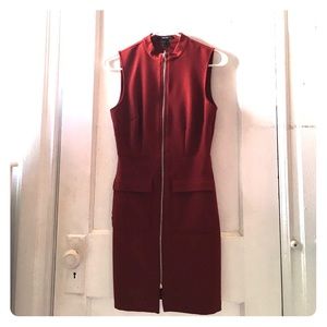 Red Bodycon Zip Up Dress