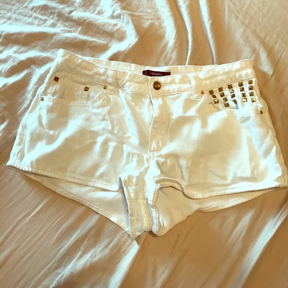 Studded white shorts