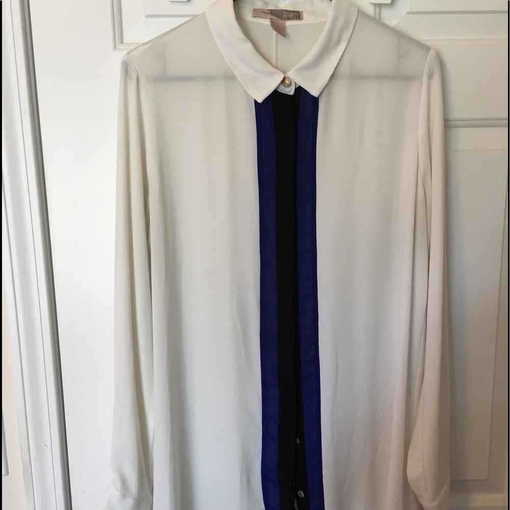 Oversized button-up. Long sleeve. Blue/blk stripe