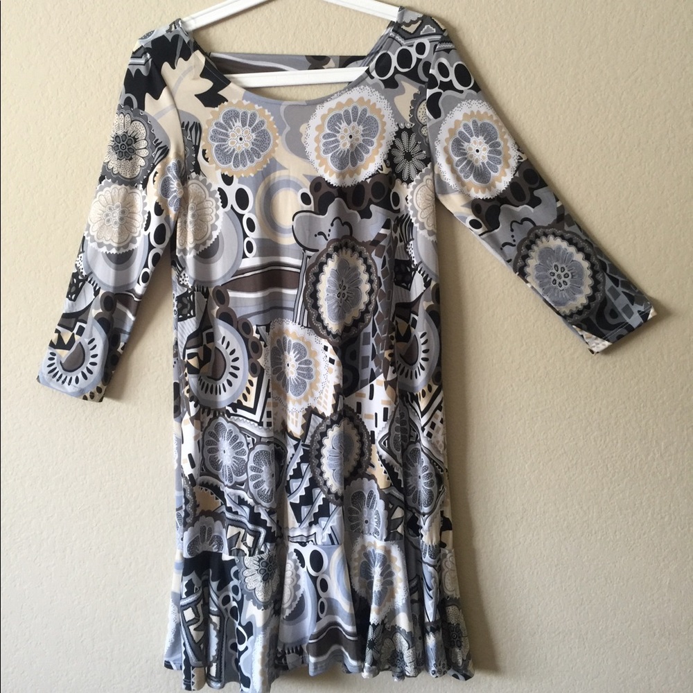 3/4 sleeves Floral Print Dress