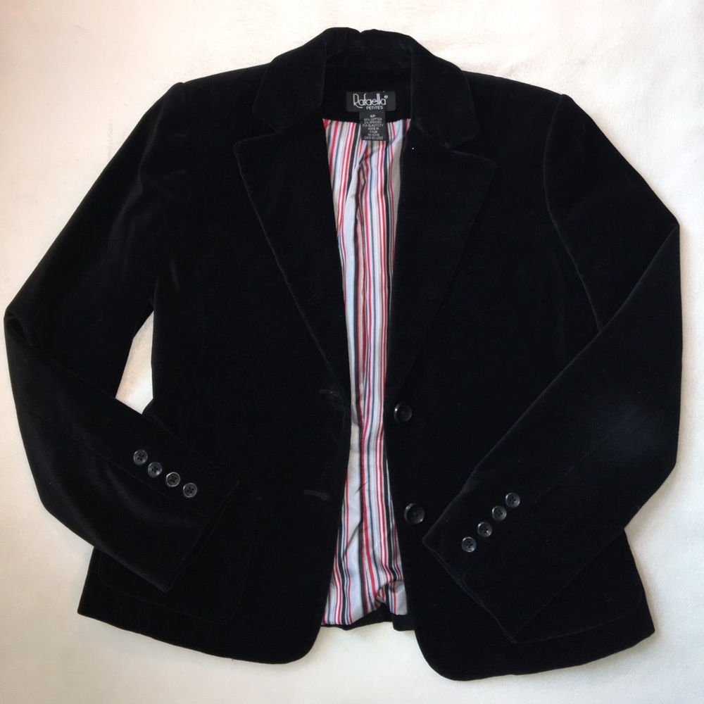 Black Velvet 2-Button Blazer by Rafaella