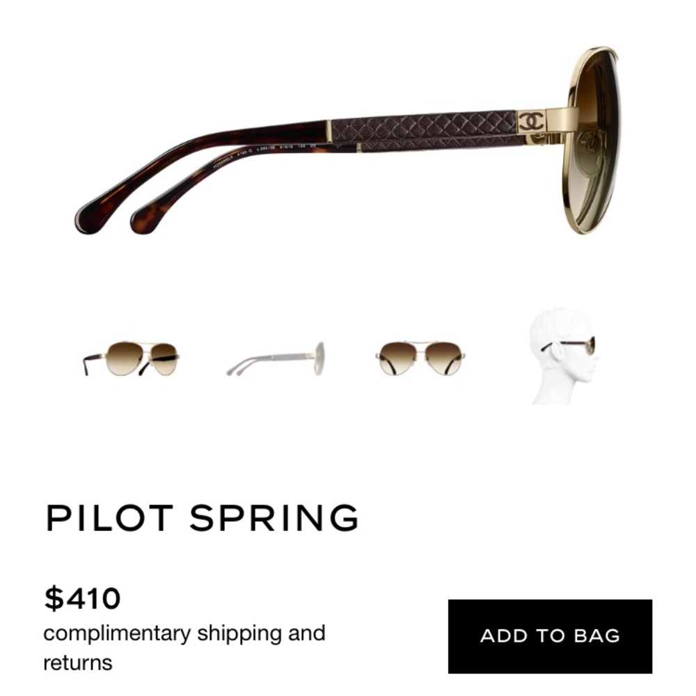 CHANEL "Pilot Spring" Aviator Sunglasses