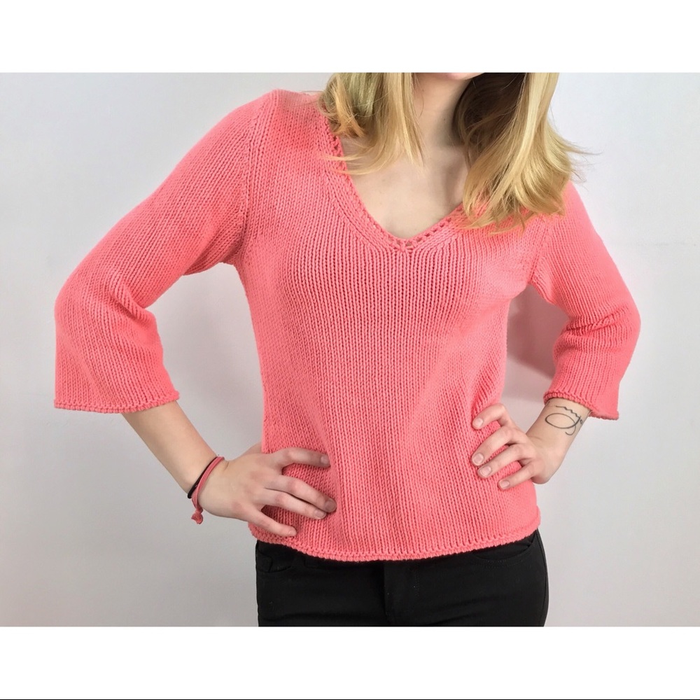 Marc Cain Salmon Knit Sweater with Bell Sleeves