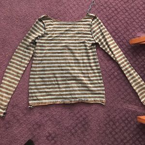 blue and brown striped free people shirt