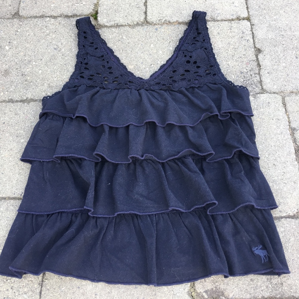 Abercrombie and Fitch Blue Ruffled Tank Top - Picture 1 of 4