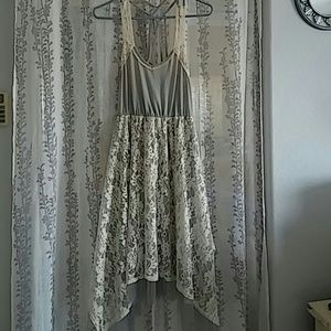 Very Cute grey and cream lace and crochet dress M