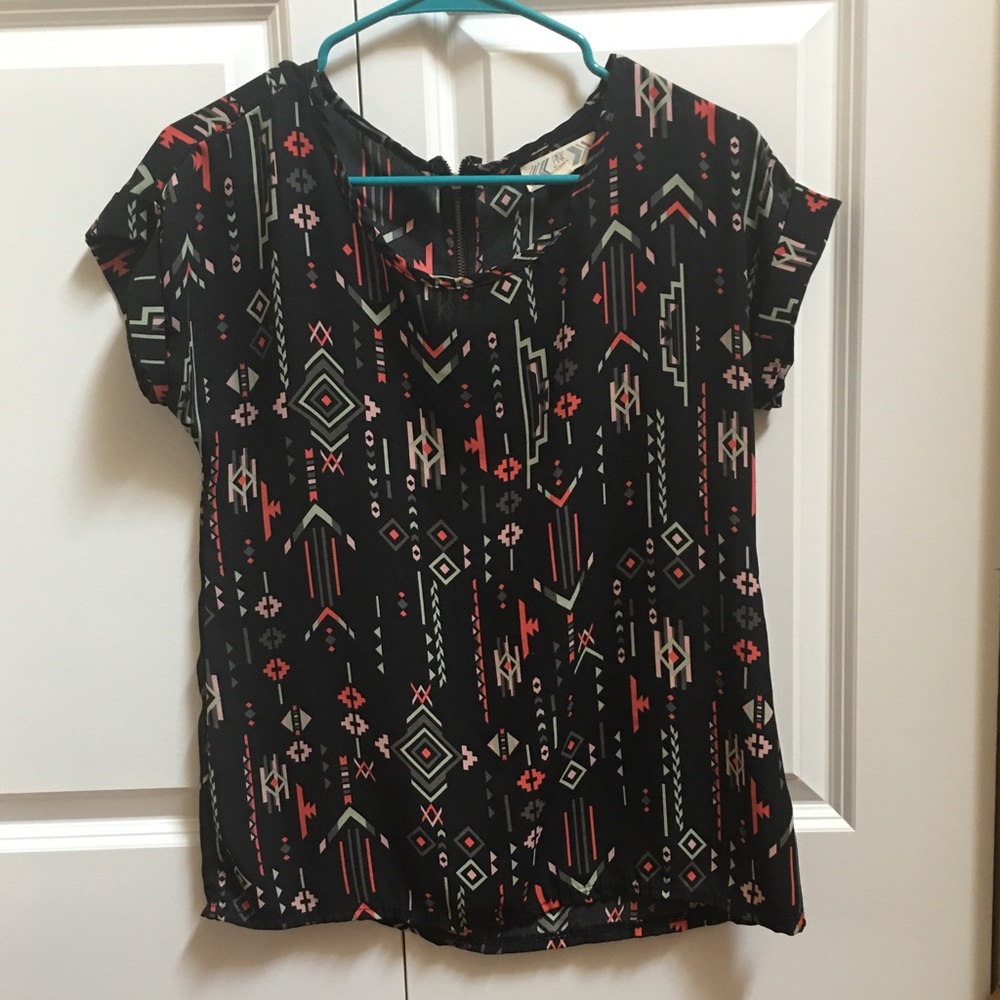 Aztec print chiffon top