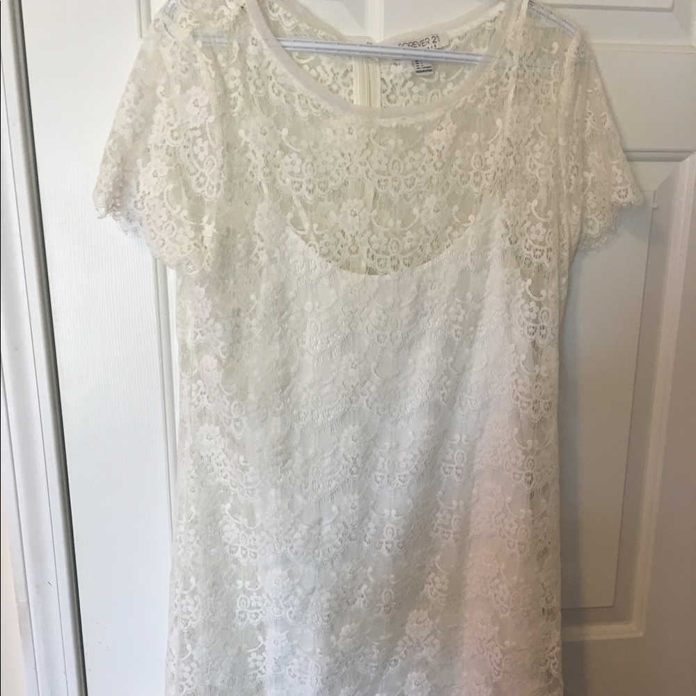 White lace party dress size L Forever 21 2-piece