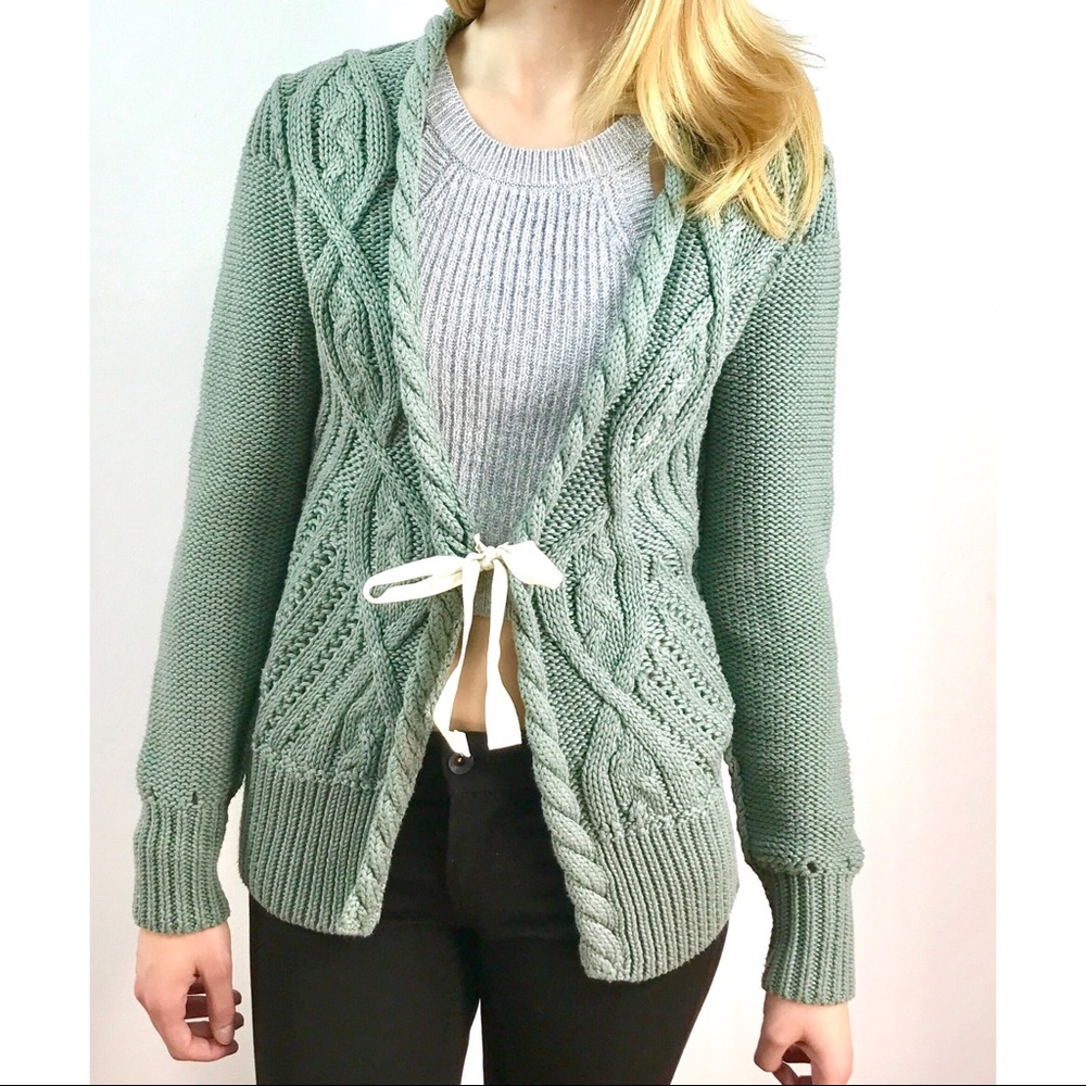 Banana Republic Cableknit Tie-Front Cardigan