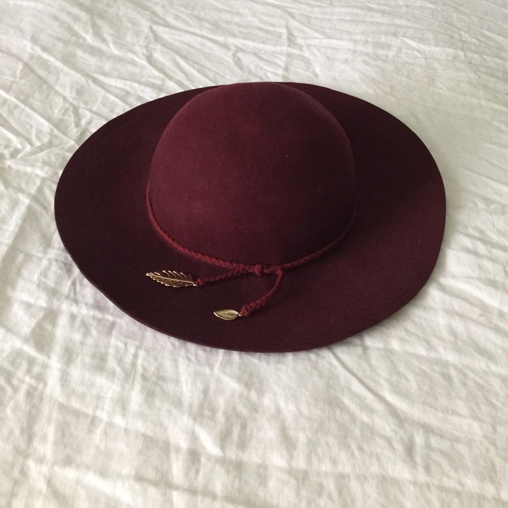 H&M Burgundy Wool Floppy Hat