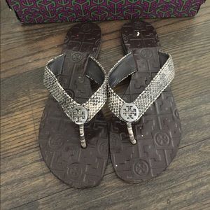 Tory Burch Leather Snakeskin Sandals