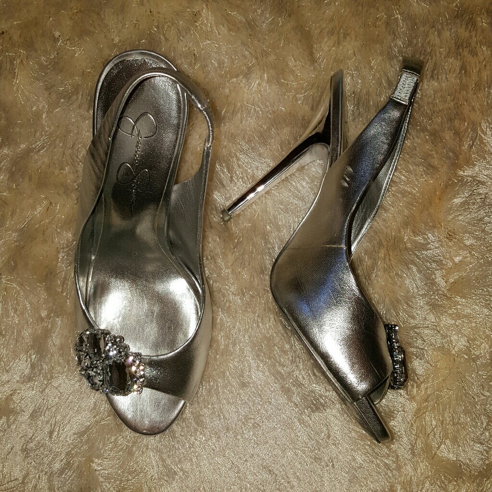 Jessica Simpson silver evening sandals