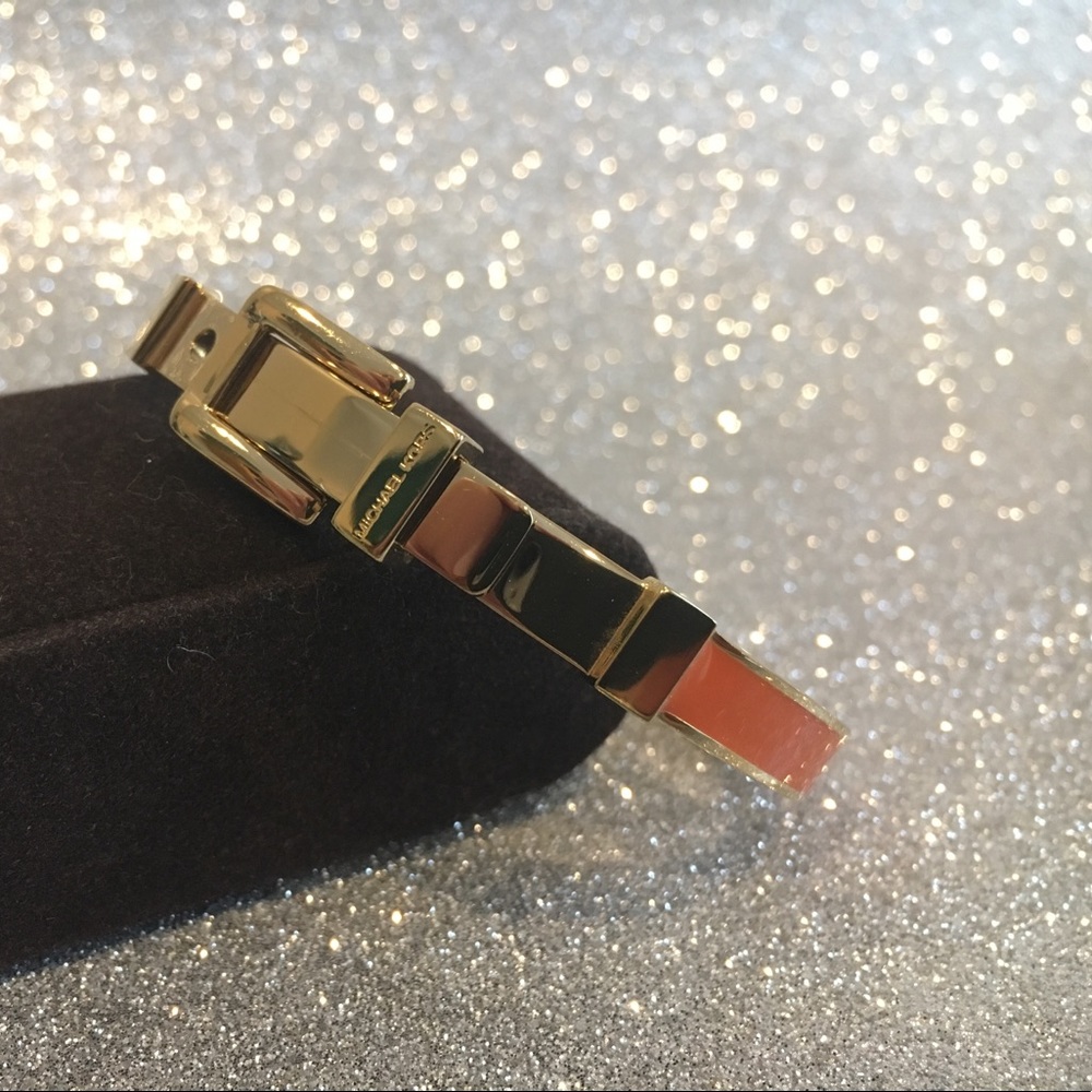 Michael Kors Tangerine and Gold Buckle Bracelet