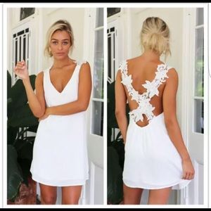 Backless lace crochet chiffon summer beach dress