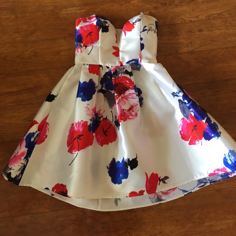 B. Darlin Strapless Floral Skater Dress