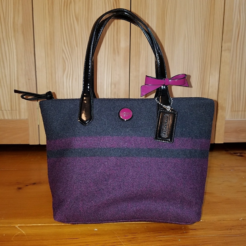 Striped Wool Coach Satchel