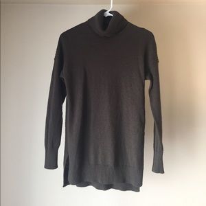 Olive green turtleneck sweater dress