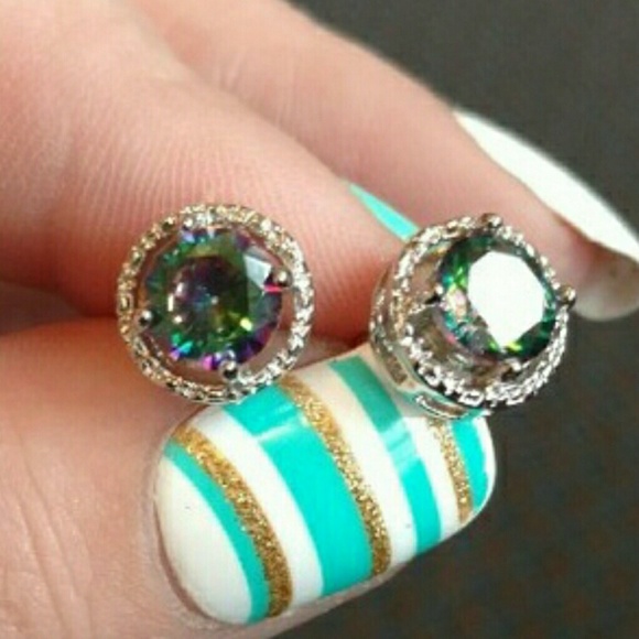 Last pair! Mystic Topaz White Gold Filled - Picture 2 of 2