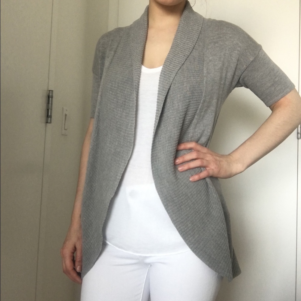 Short Sleeve Knit Open Front Sweater