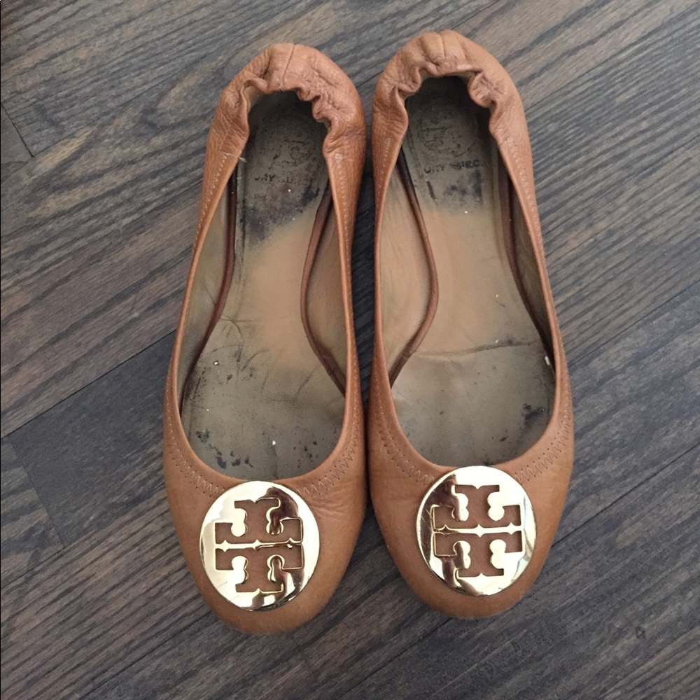 Tory Burch Tan Leather Reva Flats