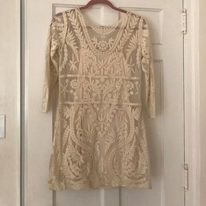 Antique white embroidered mini dress