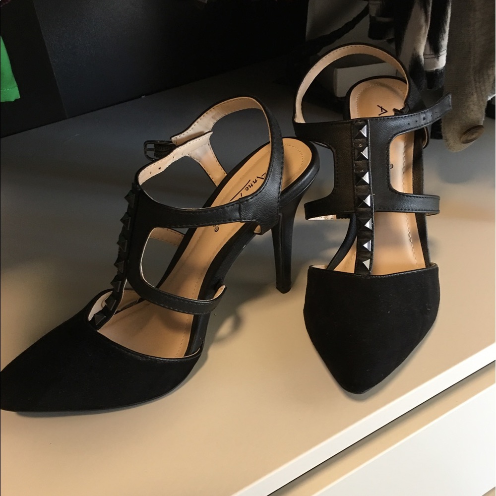 Black Studded heels, size 8