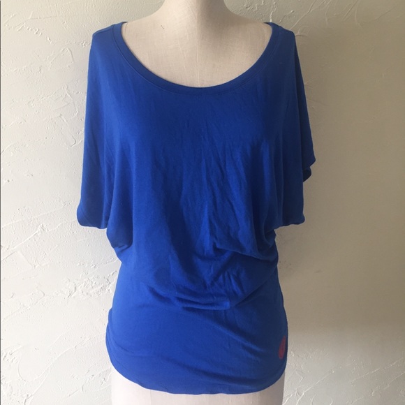 Alo Yoga and Pure Barre blue off shoulder top - Picture 1 of 4