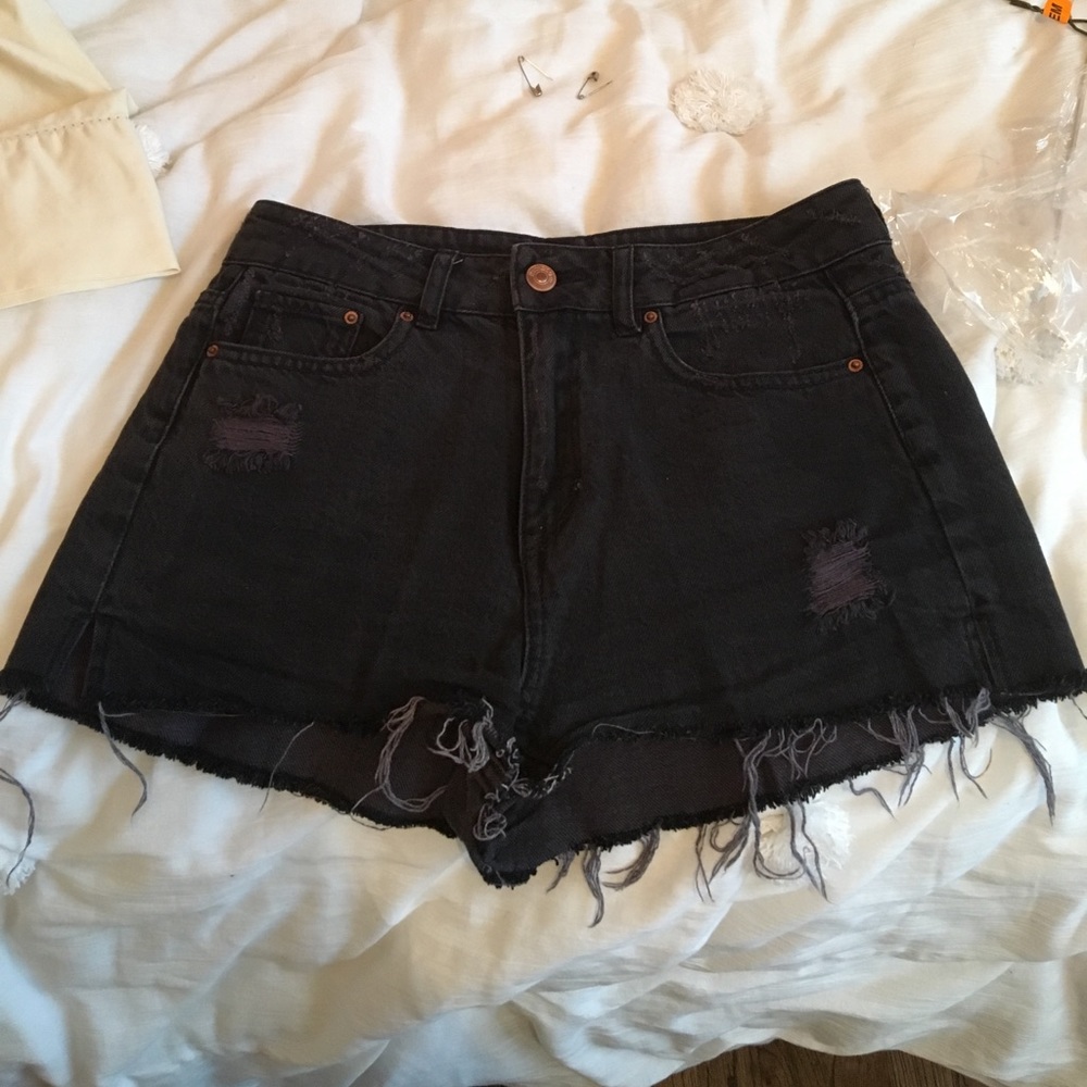 Black Distressed High waisted  shorts