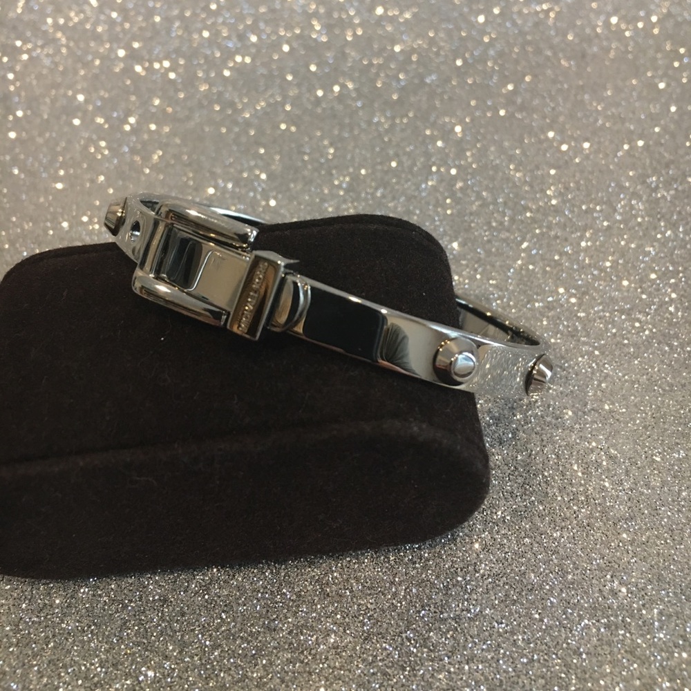Michael Kors Astor Studded Silver Buckle Bracelet