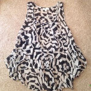 Flowy Black and White Open-Back Tank Top