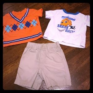 Baby boy shorts and two shirts, all 3 month size.