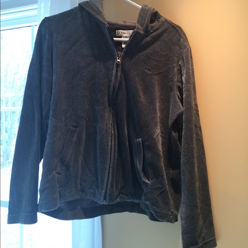 Anne Klein velour hooded sweatshirt