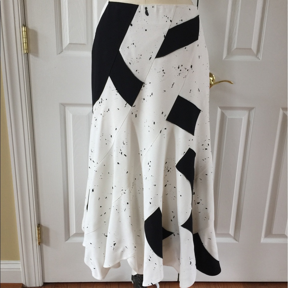 Derek Lam Drip Dot Trumpet Skirt-White/ Black S/6