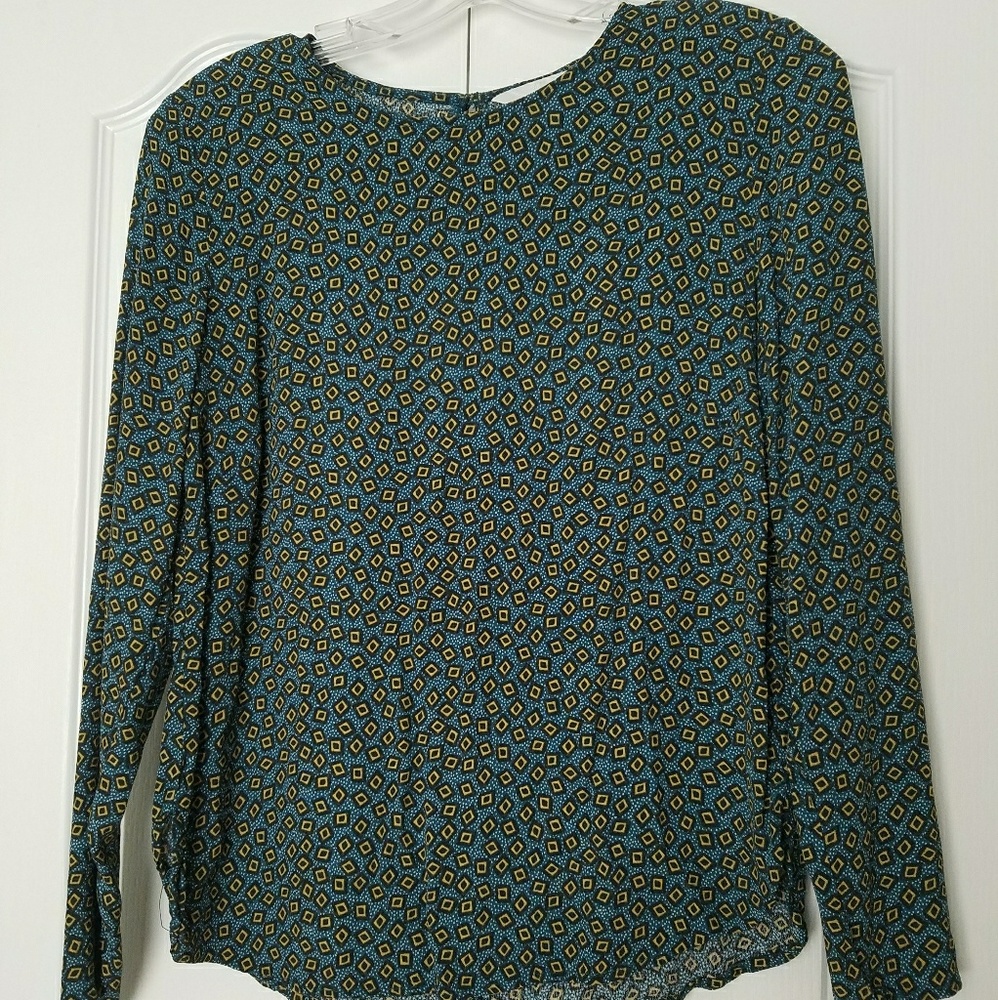 H&M Patterned Top Green Gold EUC sz 6